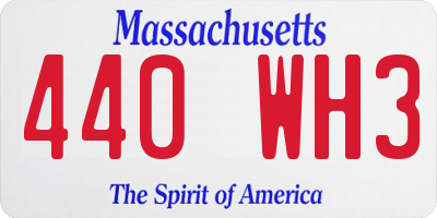 MA license plate 440WH3