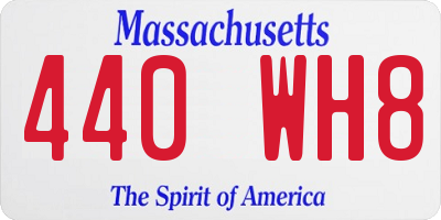 MA license plate 440WH8