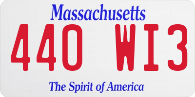 MA license plate 440WI3