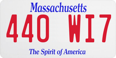 MA license plate 440WI7
