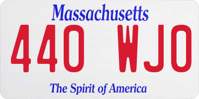 MA license plate 440WJ0