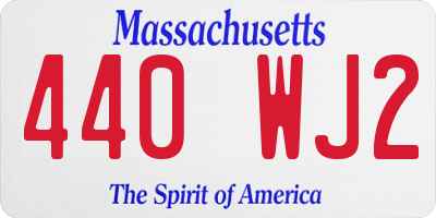 MA license plate 440WJ2
