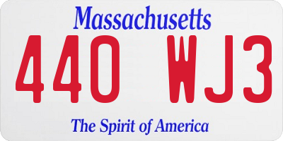 MA license plate 440WJ3