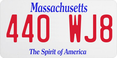 MA license plate 440WJ8