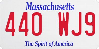 MA license plate 440WJ9