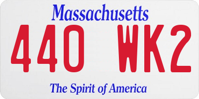MA license plate 440WK2
