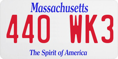 MA license plate 440WK3