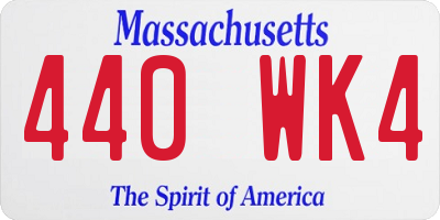 MA license plate 440WK4