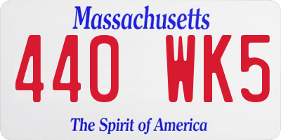 MA license plate 440WK5