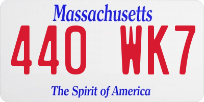 MA license plate 440WK7