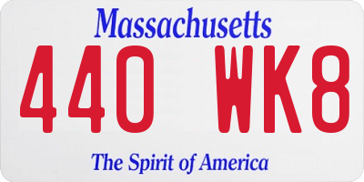 MA license plate 440WK8
