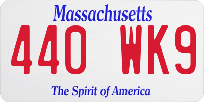 MA license plate 440WK9
