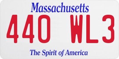 MA license plate 440WL3