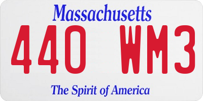 MA license plate 440WM3