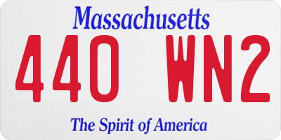 MA license plate 440WN2