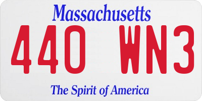 MA license plate 440WN3