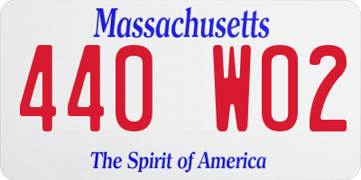 MA license plate 440WO2