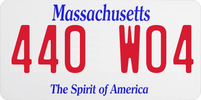 MA license plate 440WO4