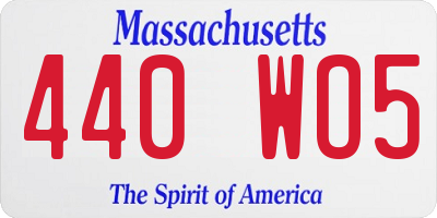 MA license plate 440WO5