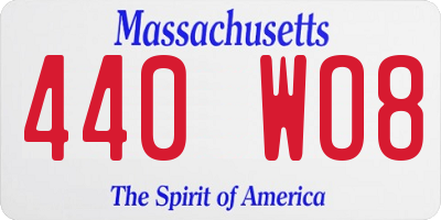 MA license plate 440WO8