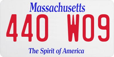 MA license plate 440WO9