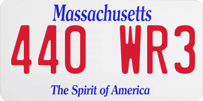 MA license plate 440WR3