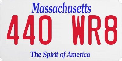 MA license plate 440WR8