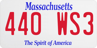 MA license plate 440WS3