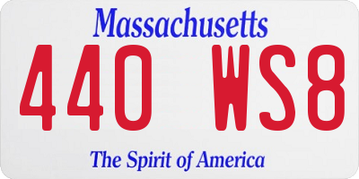 MA license plate 440WS8