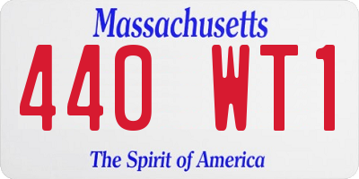 MA license plate 440WT1