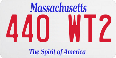MA license plate 440WT2
