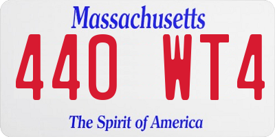 MA license plate 440WT4