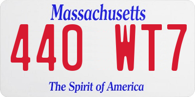 MA license plate 440WT7