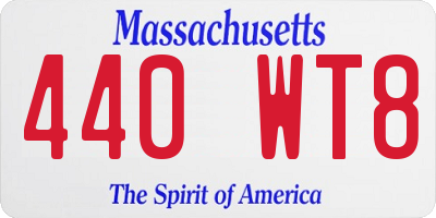 MA license plate 440WT8