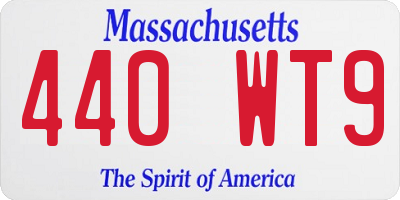 MA license plate 440WT9