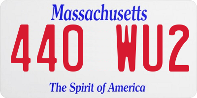 MA license plate 440WU2