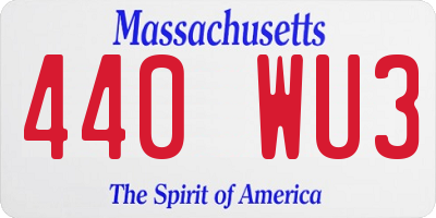 MA license plate 440WU3