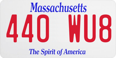 MA license plate 440WU8
