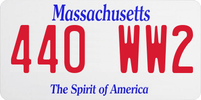 MA license plate 440WW2