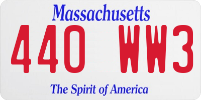 MA license plate 440WW3