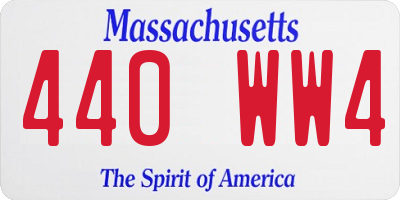 MA license plate 440WW4