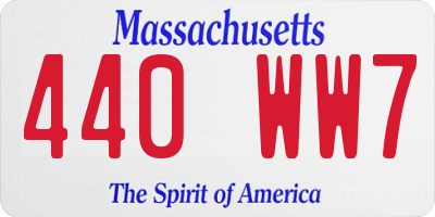 MA license plate 440WW7
