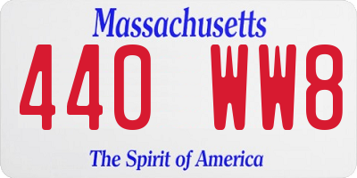 MA license plate 440WW8