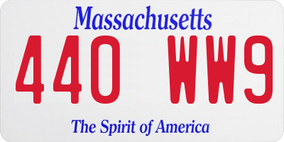 MA license plate 440WW9