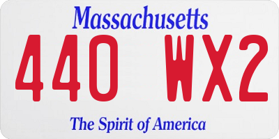 MA license plate 440WX2