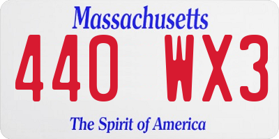 MA license plate 440WX3