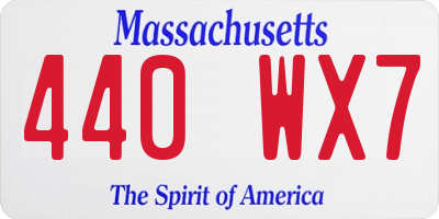 MA license plate 440WX7