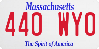 MA license plate 440WY0