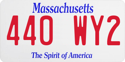 MA license plate 440WY2