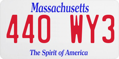 MA license plate 440WY3